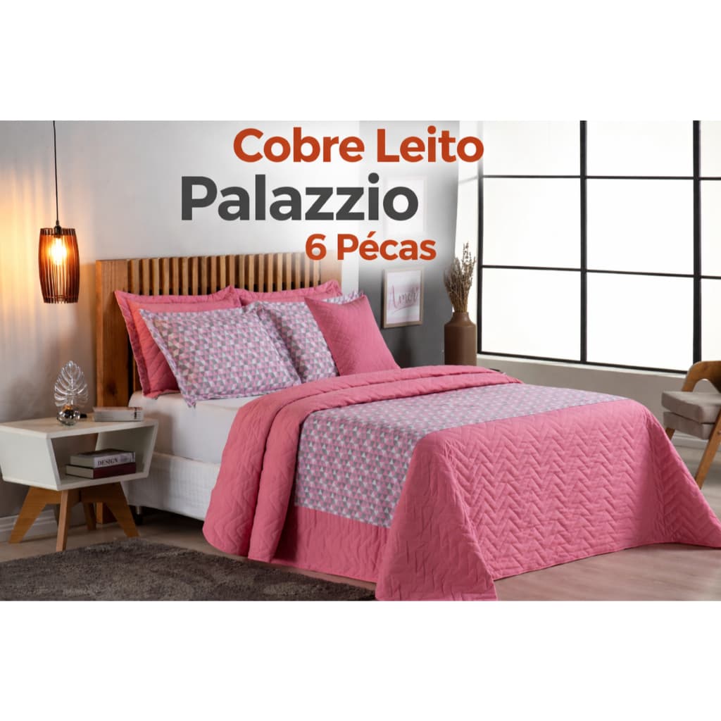 Kit Cobre Leito Palazzio 6 Peças Matelado Dupla Face com Fronhas e Peseira