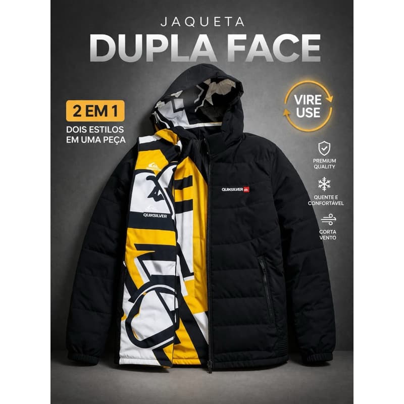 Jaqueta Masculina Dupla Face Premium Corta Vento Forrada 2 em 1 Quente Inverno P ao GG