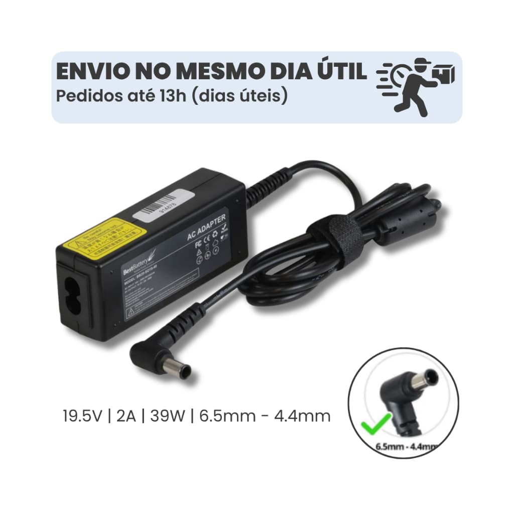 Fonte carregador para notebook Sony Vaio VPCW 19.5V 2A 39W