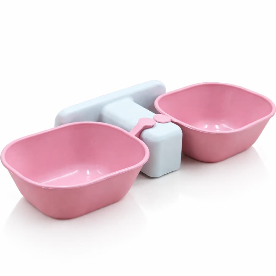 Comedouro Bebedouro Duplo Elevado Gato e Cachorro Suporte Ergonômico Plástico Removível 300ml