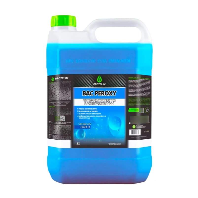 Bac Peroxy Protelim 5L Limpador Bactericida 9 em 1 Remove Manchas e Bloqueia Odores
