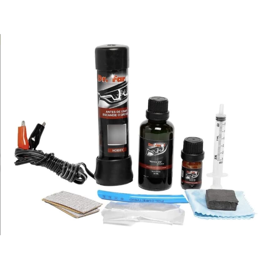 Kit Completo Aplicador Uv Polímero Restauração Farol Verniz