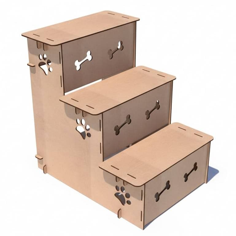 Escada Madeira MDF Degraus Para Pet Cachorro Ou Gato