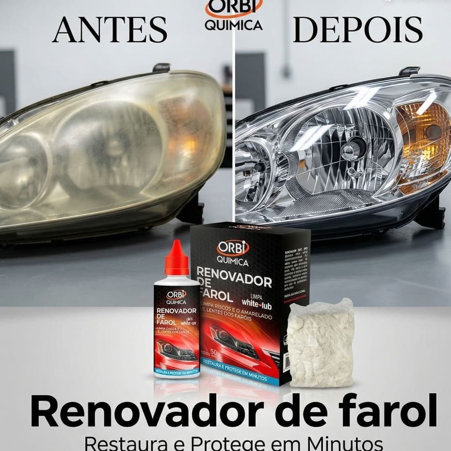 Restaurador de farol revitalizador remove fosco amarelado Órbi Quimíca