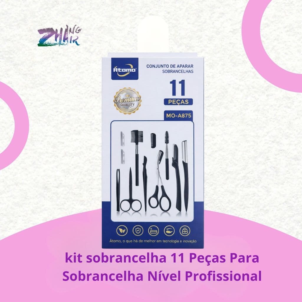 Kit de Aparador de Sobrancelha 11 Unidades em 1 Mulheres Inclui Facial Face Razors Eyebrow Escova Tesoura Pinça