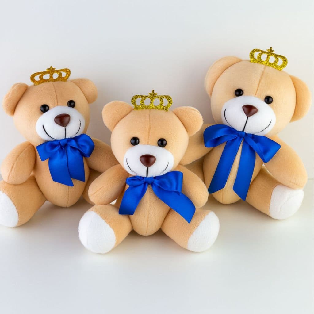 Trio Urso Articulado Azul Marinho- Trio De Ursos Para Nichos e Decorações Infantil