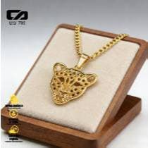 Colar Luxo Estampa Animal Print Leopardo Ouro 18K Antialérgico