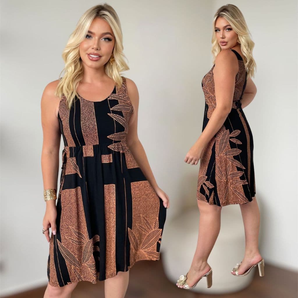 Vestido Feminino Curto Estampado Regata Viscolycra Soltinho Malha Fria Plus Size Senhora