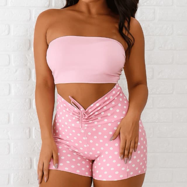 Short Corda Frontal Bolinha Atividade Esportiva Academia Treino Ar Livre