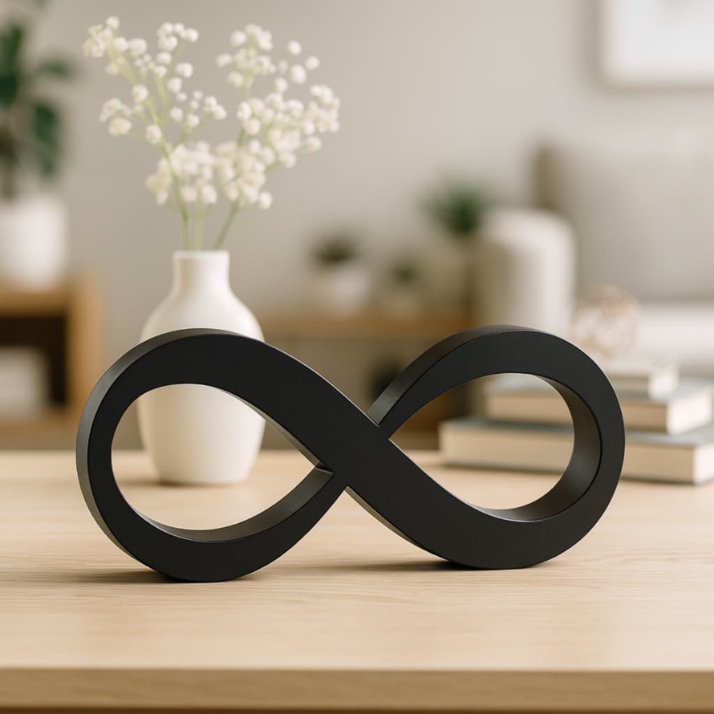 Escultura Infinito Amor Eterno Decoração Enfeite Símbolo Eternidade Estatueta Presente Minimalista