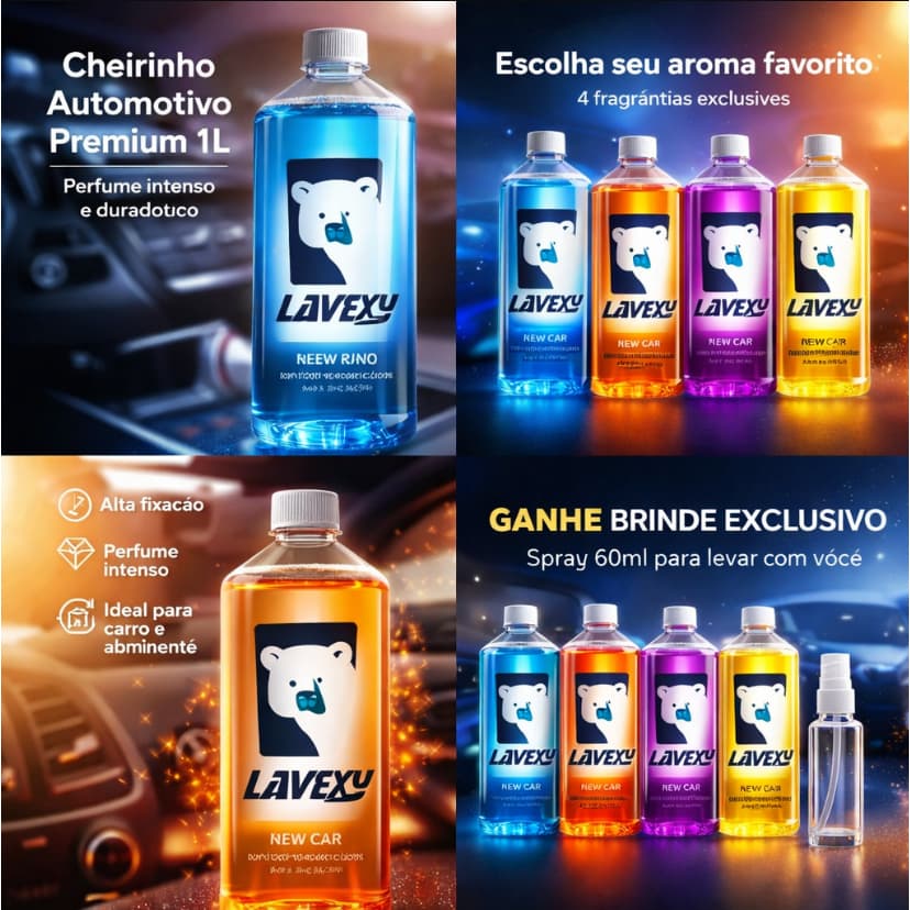 Odorizante automotivo 1L - Cheirinho Essência Carro Novo - Aroma Fixador com Gatilho