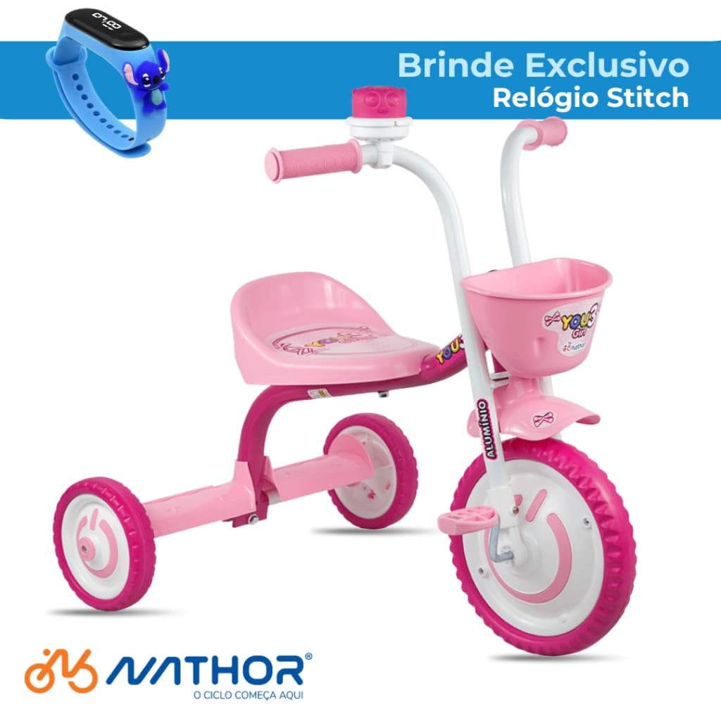 Triciclo Motoca Infantil Menina You 3 Girl Nathor - Qualidade Nacional - Brinde Exclusivo