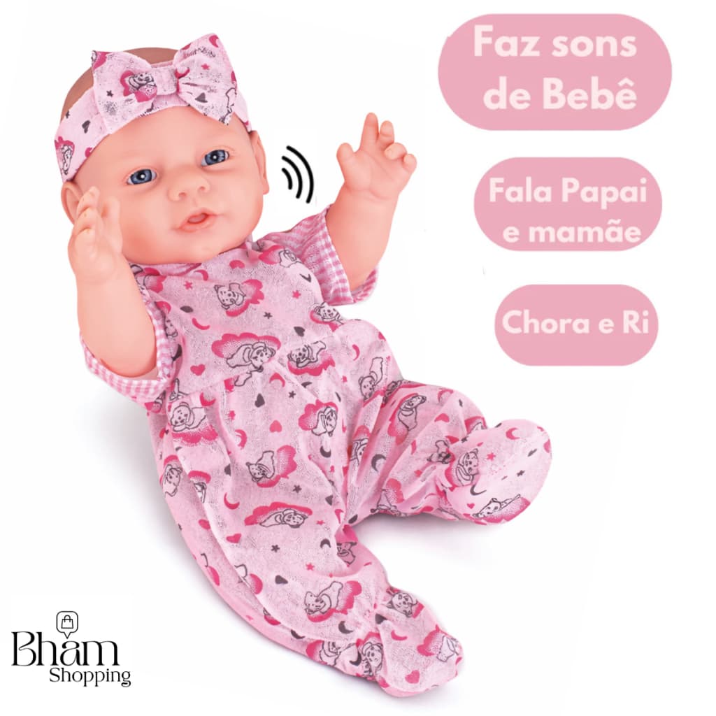 Boneca Bebê Realista Pepita Milk Com Som Fala Vinil Macio Brinquedo Infantil