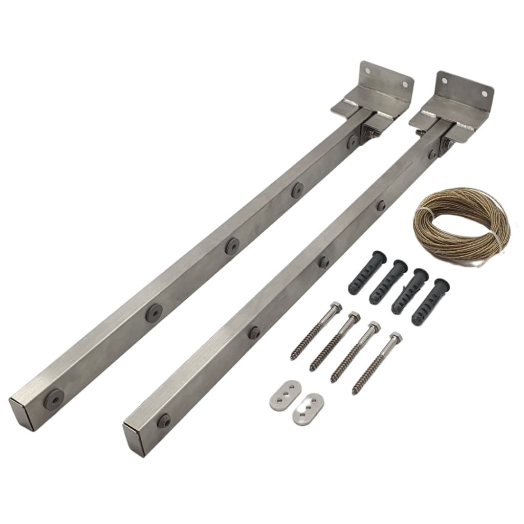 Varal De Roupas Inox 304 2 Suportes Antiferrugem Litoral Parede Muro