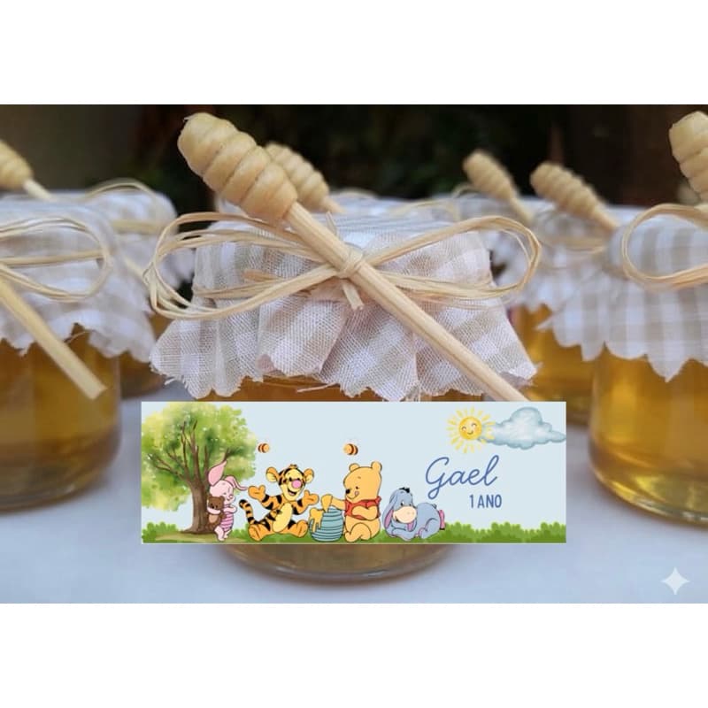 ENVIO RÁPIDO Rótulos adesivos para Papinhas 40ml Tema Personalizado Pooh /Rótulo Mini potinhos personalizado/UrsinhoPooh