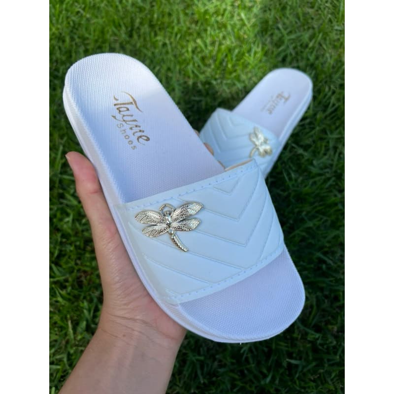 Chinelo Sandália Feminino Slide com detalhe de Libélula Leve e Elegante  Envio Super Rápido