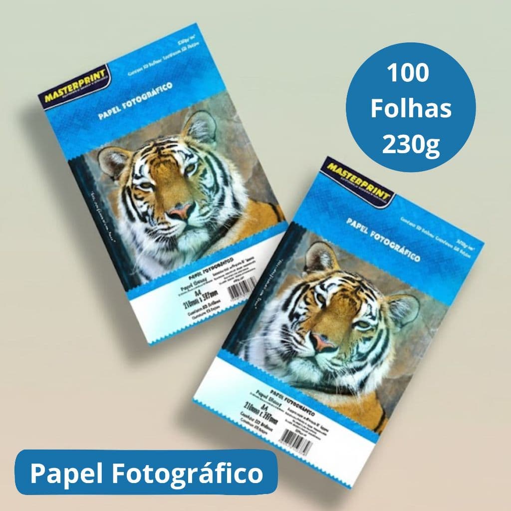 Kit Papel Fotografico Glossy A4 230g 100 Folhas Prova D'agua