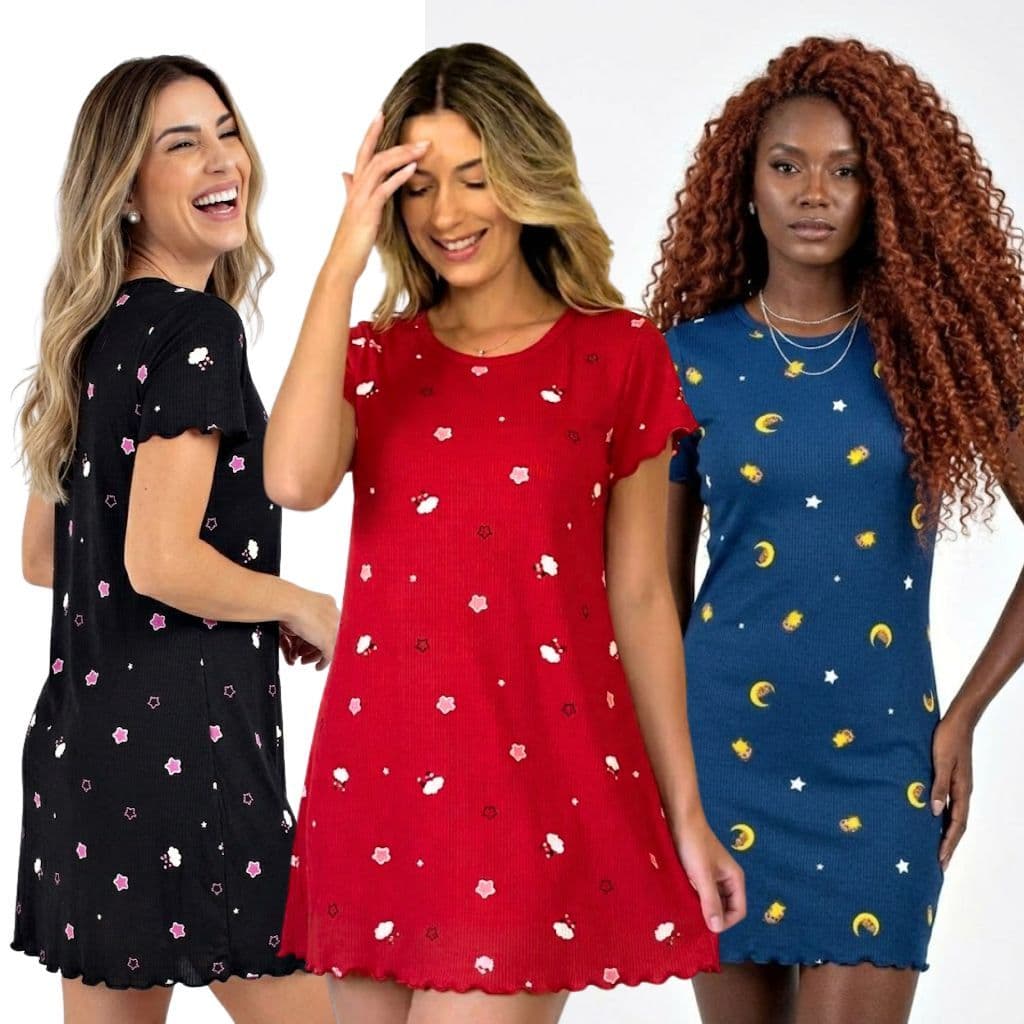 Camisola Feminina Suede Canelado Ísis – Pijama Inverno Confortável e Quentinho