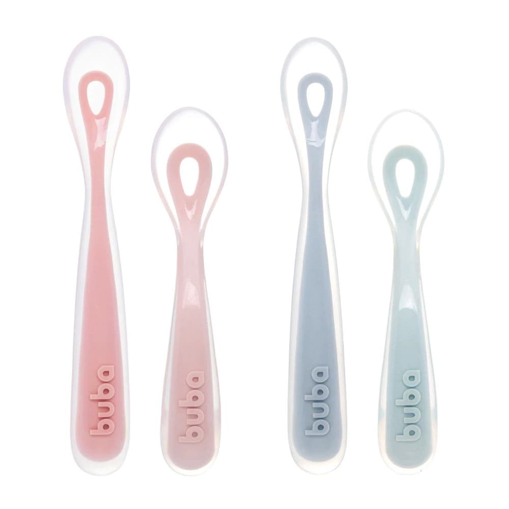 2 Colher Silicone Anatômica Alimentação Bebê Papinha Introdução Alimentar Buba