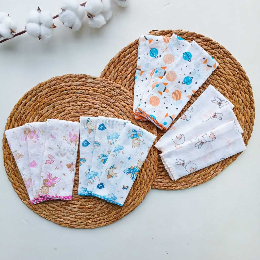 Kit 12 Paninho de Boca 100% Algodão Sortido Alta Absorção Menino Menina Enxoval