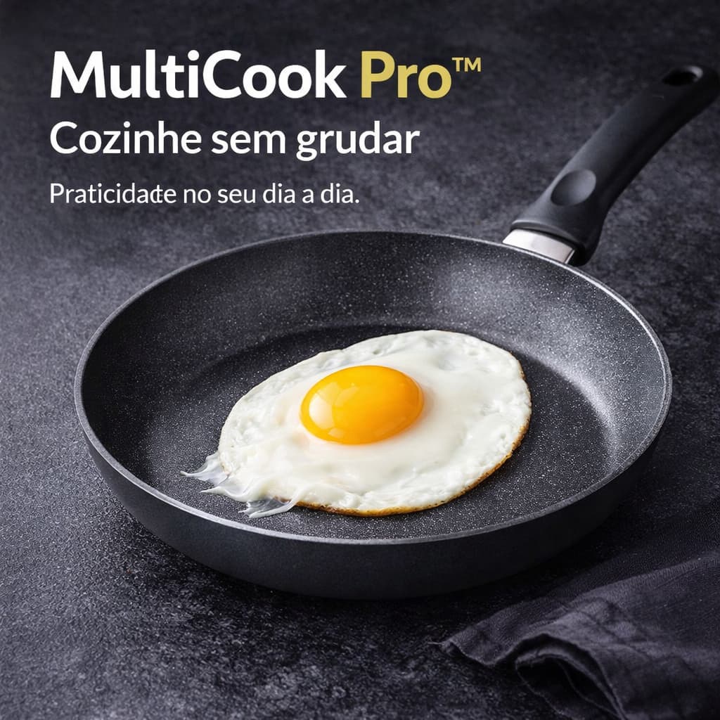 Frigideira Antiaderente MultiCook Pro™ 22cm Alumínio Premium Multifuncional Fácil Limpeza