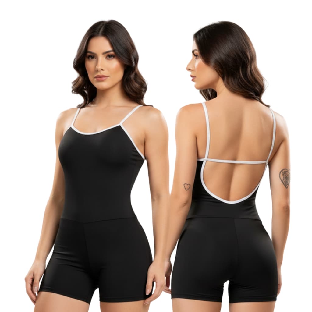 Macaquinho Fitness Feminino Alcinha Zero Transparencia Academia Treino Modelo Curto Suplex Reforçado