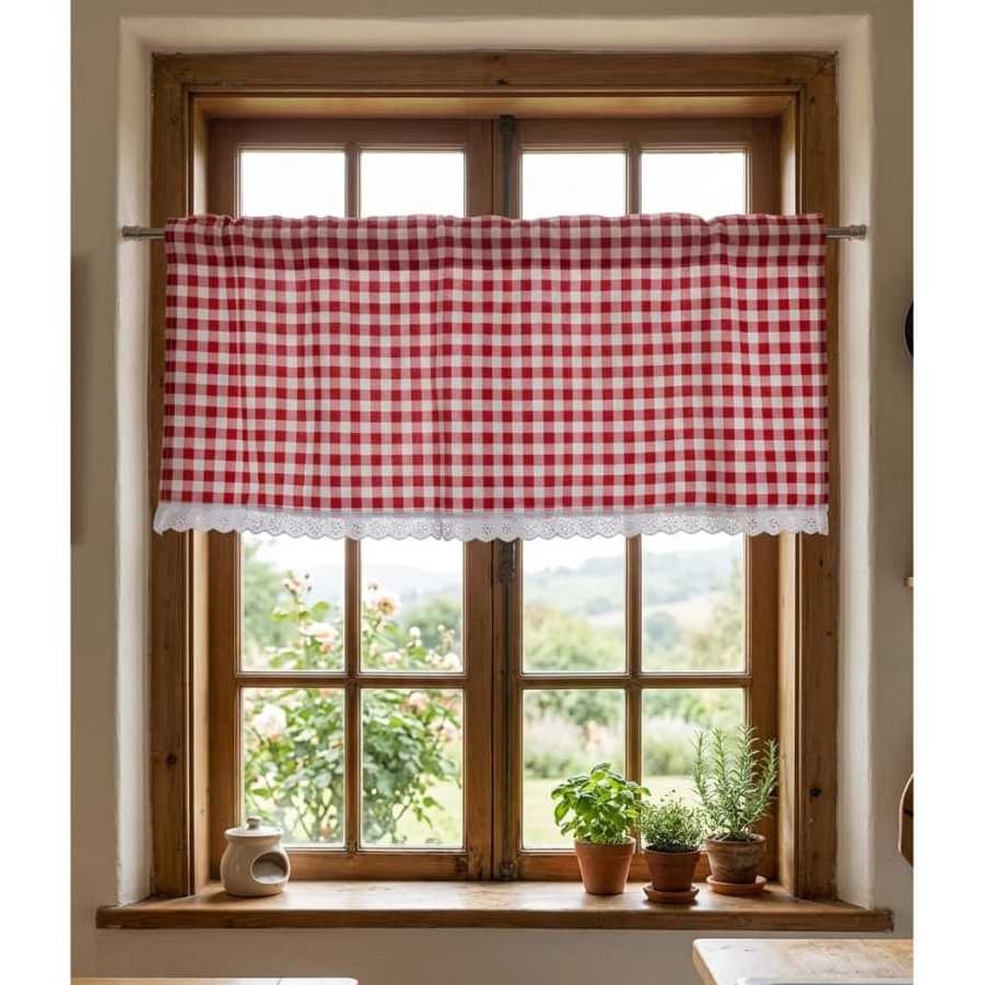 Bandô Xadrez para Cozinha  40 á 60 Cm x 140  larg. 1 Peça de Cortina