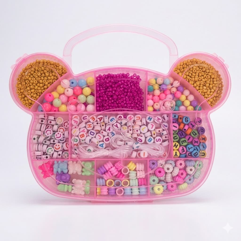 Kit 1500 PEÇAS Miçangas Coloridas Letras Variadas Infantil de Fazer Pulseiras + Maleta +Brinde