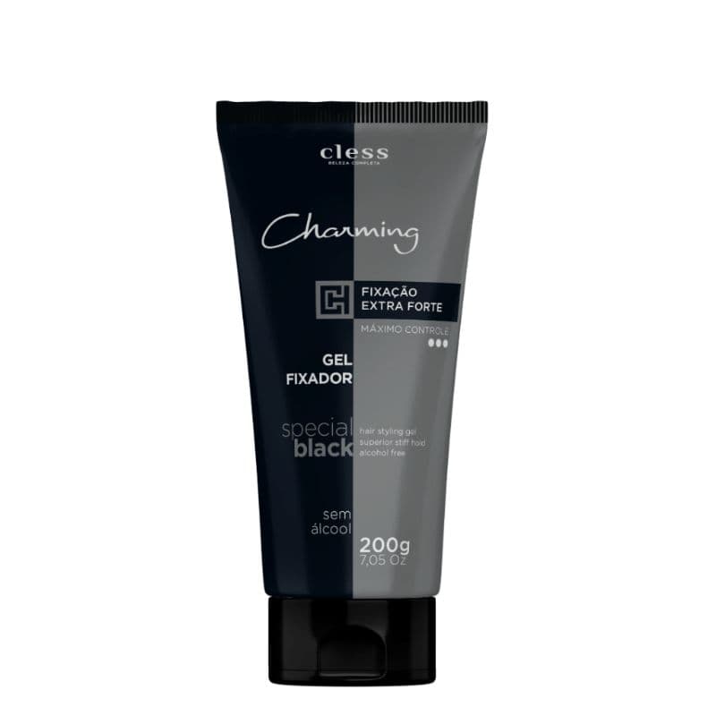 Gel Fixador Special Black Charming 200g com Fixação Extra Forte e Máximo Controle para Cabelos