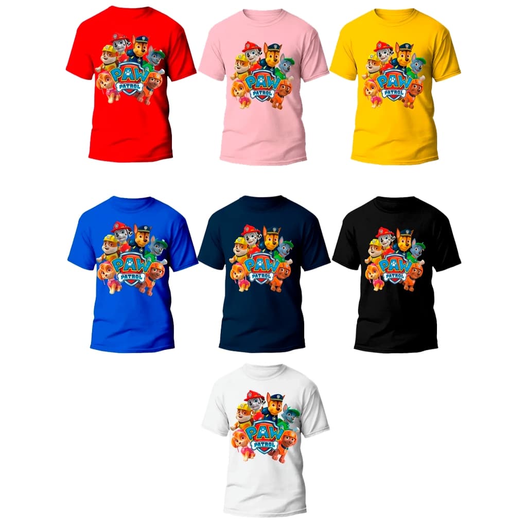 Camiseta Camisa Patrulha Canina Infantil e Adulto Personagens Blusa 100% Algodão unissex 30.1 Envio imediato