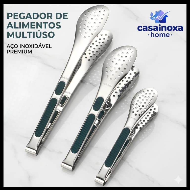 Pegador Cozinha Aço Inox SUS304 Resistente Food Grade para Churrasco e Alimentos
