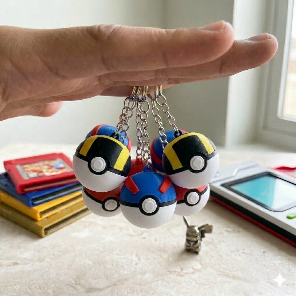 Chaveiro Pokebola Pokémon Argola 3D Colecionável