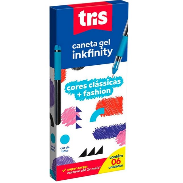 ✍️ Caneta Gel Inkfinity 6 Unidades Cores Clássicas Fashion Pastel Glitter Fun Metálicas Tris