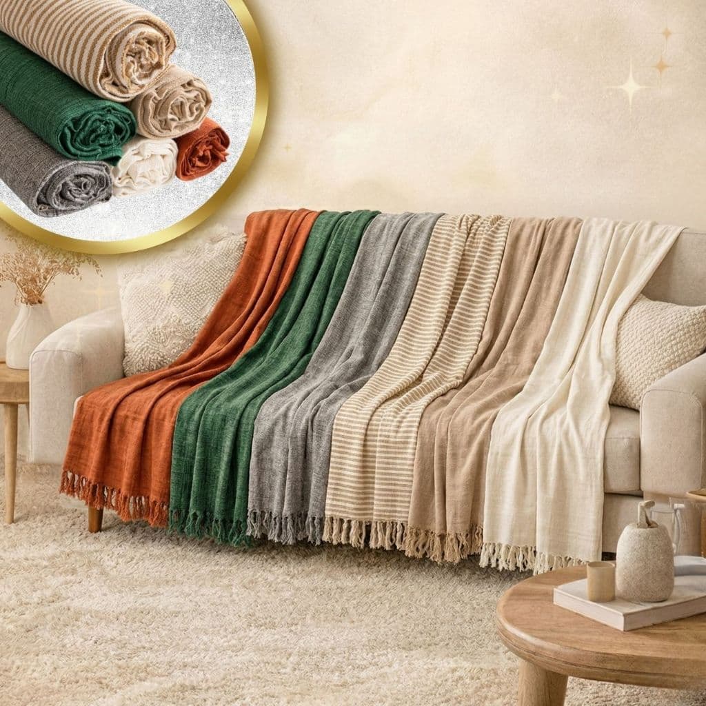 Manta Para Sofá King Size 3,00 x 1,80 m 100% Algodão Decorativa Cores Variadas