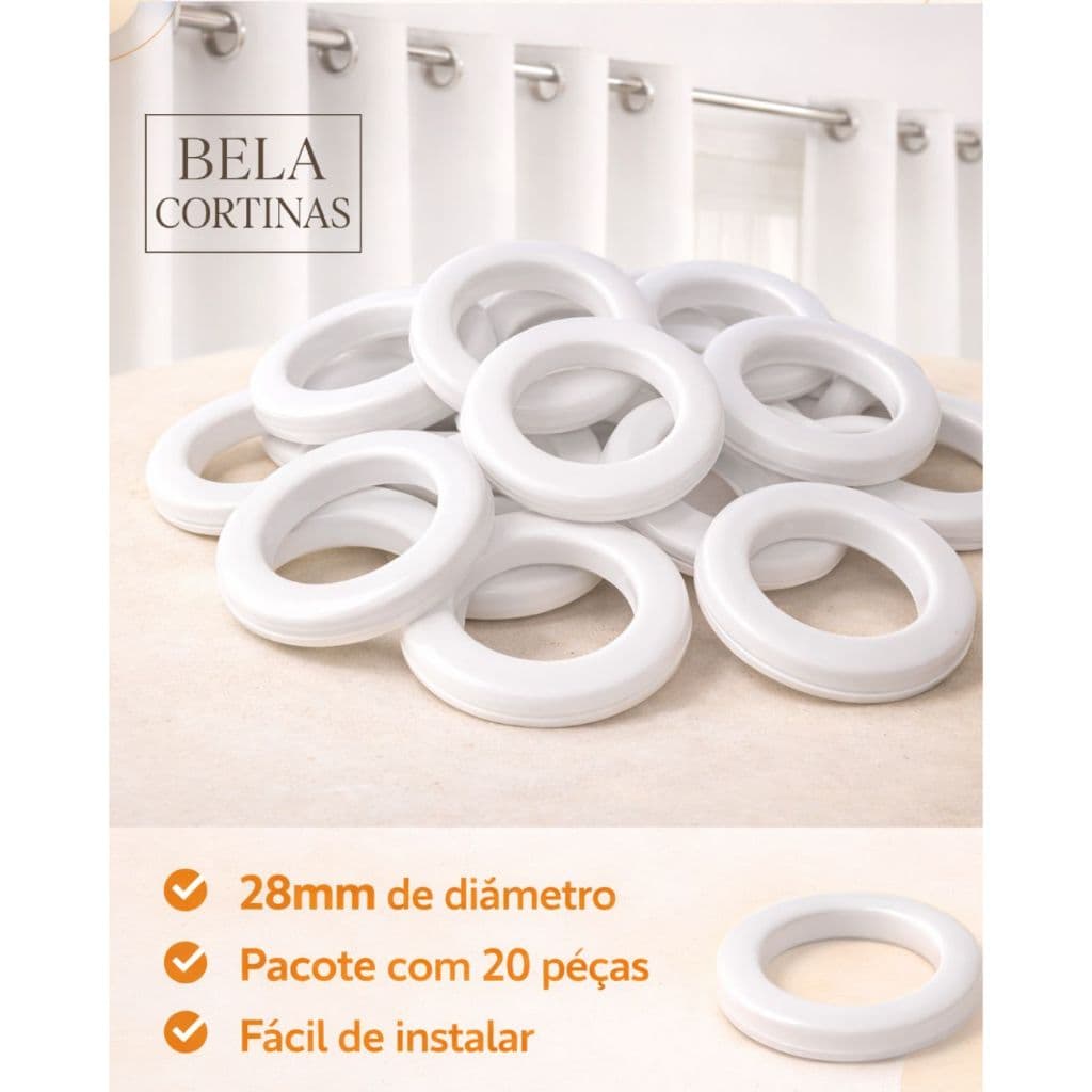 Kit 20 Unidades/pares Ilhós 28mm Redondo Para Cortina Decoração