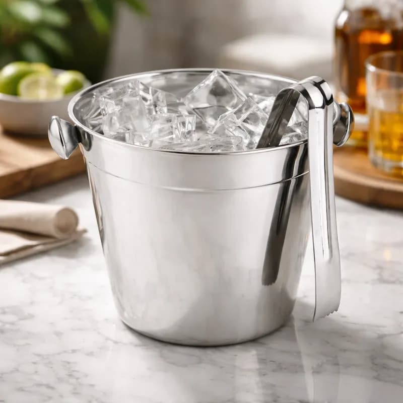 Balde Gelo Inox 1,250L 14cm Baccani com Pegador