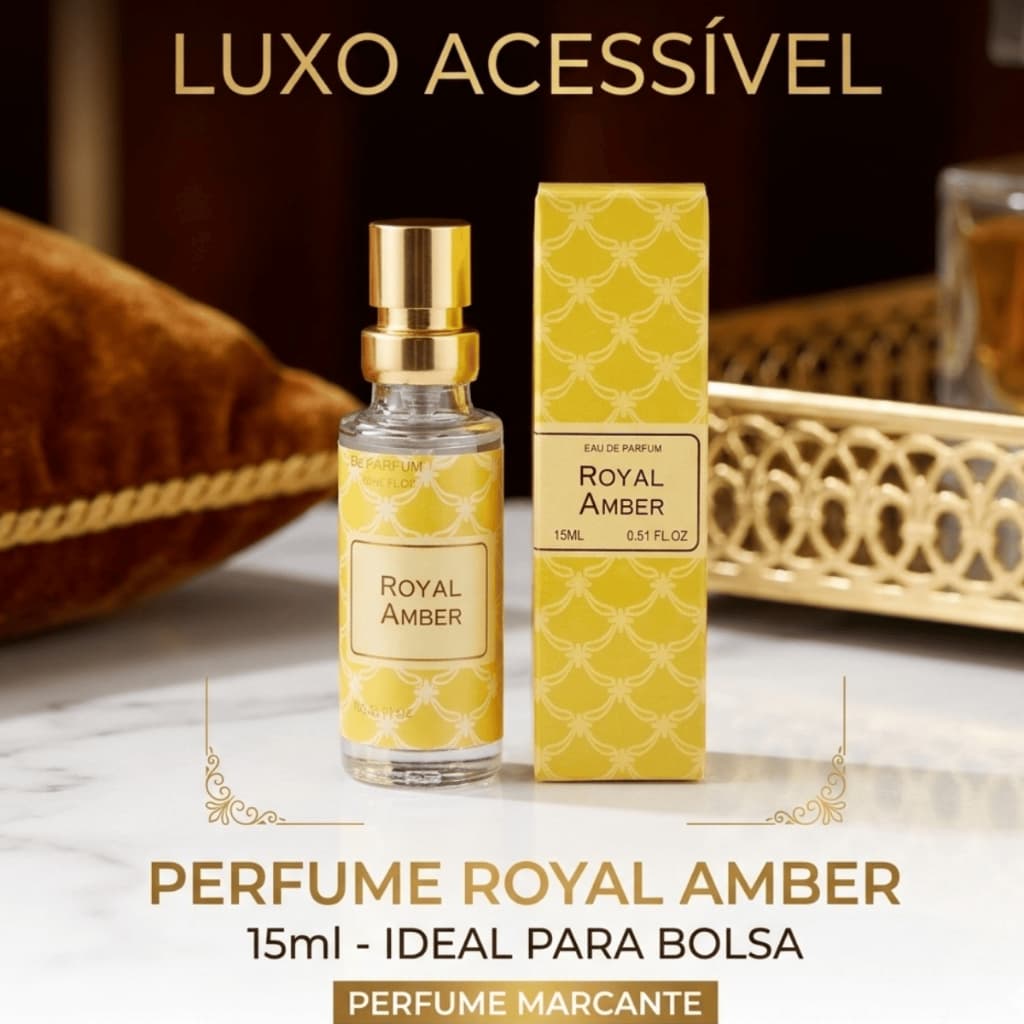 Perfume Royal Amber 15ml Feminino  Importado Marcante Doce Elegante Alta Fixação Bolsa Eau de Parfum