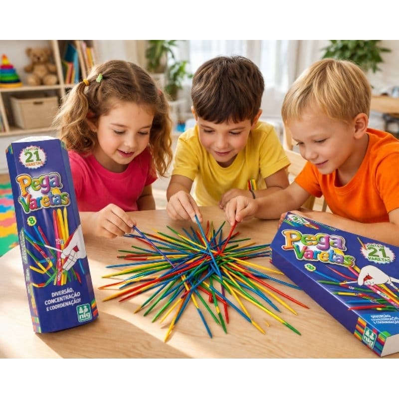 Kit 05 jogos Pega Varetas Brinquedo Divertido 21 Varetas coloridas