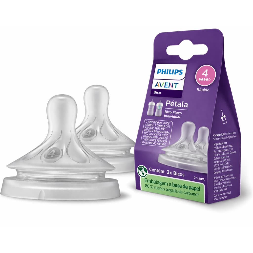Bico Mamadeira Avent Pétala 3.0 T4 - 3m+ 2 Unidades Philips
