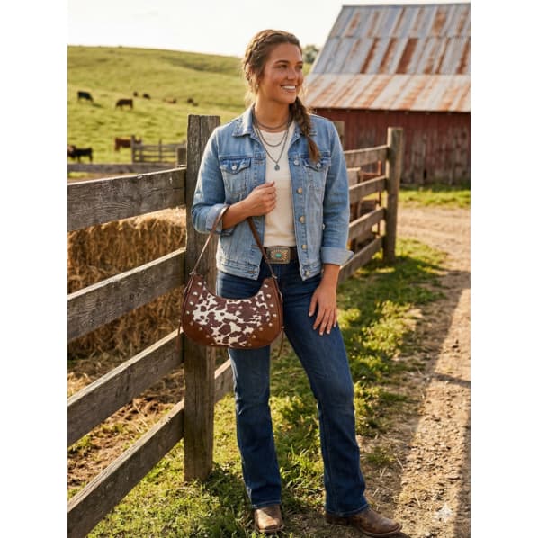 Bolsa Feminina Baguete Western Estampa Vaca Luxo Texas Ana Castela Rodeio Envio Imediato