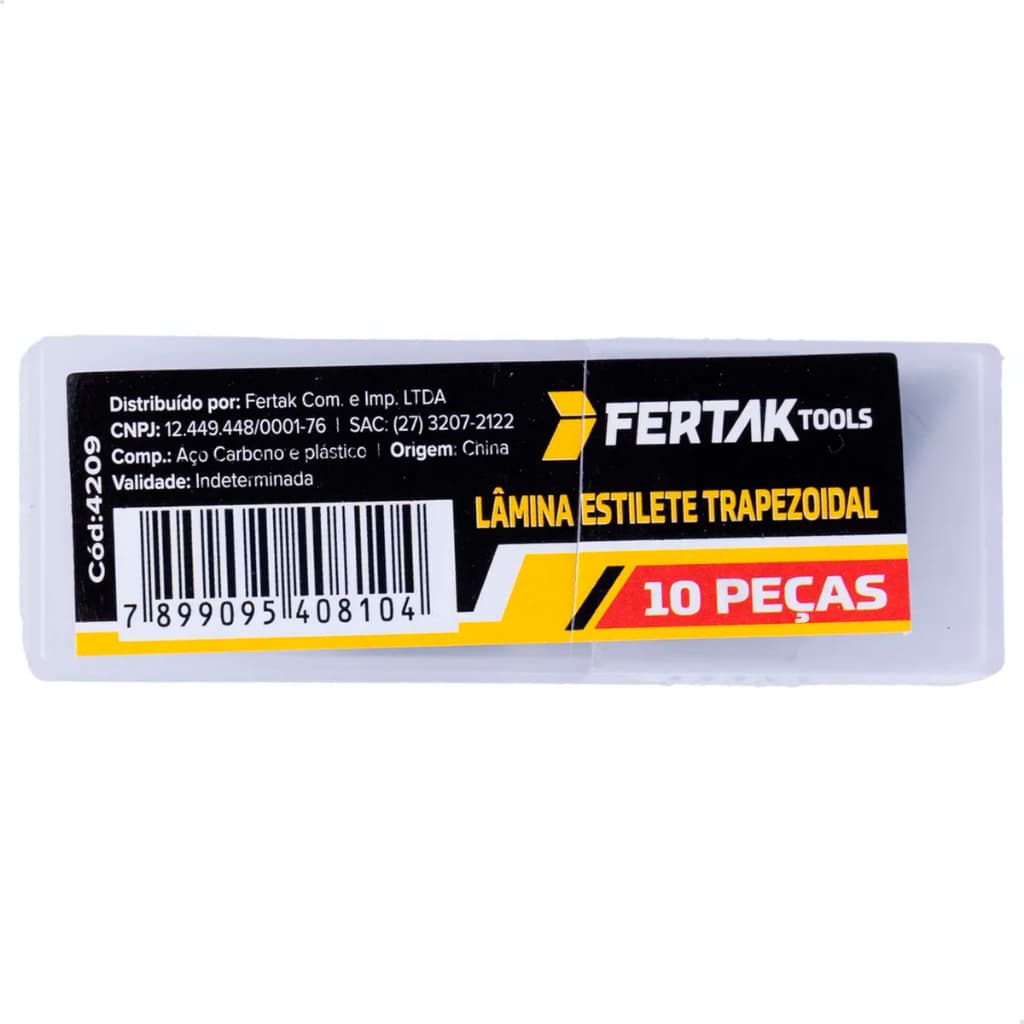 Lâmina de Estilete Trapezoidal Kit 10 Fertak Aço Reposição Corte Geral Profissional