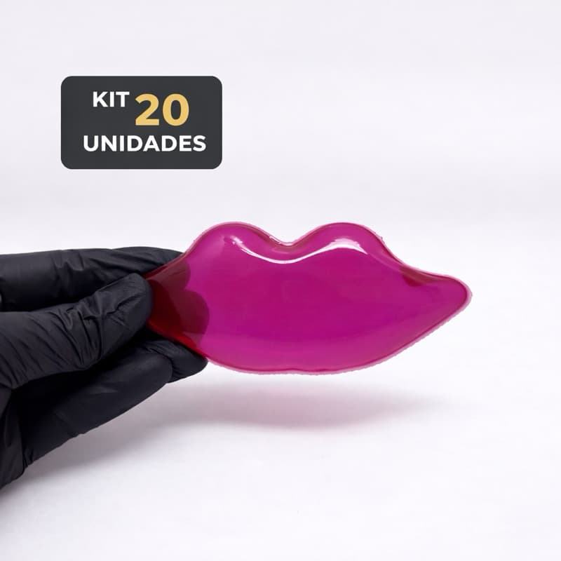 Kit com 20 Gelos Formato Boca Vermelho Bolsa Gel Sachet Reutilizável Estética 20 Unidades 11,00 x 4,50 cm