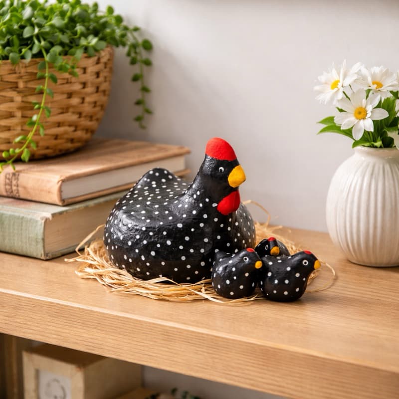 Mini Galinha de Barro Decorativa Kit Presente Artesanal Pintado à Mão Decoração| Área Gourmet Lembrancinha Criativa
