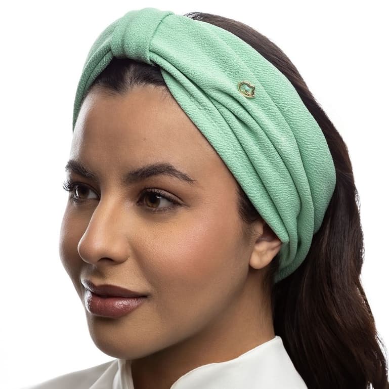 Kit 02 Faixa Turbante de Cabelo Malha Crepe 2 em 1 | Verde e Branco
