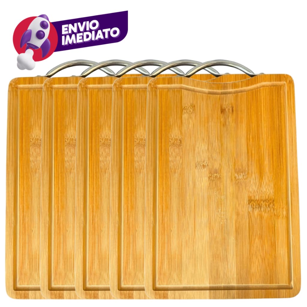Kit 10 Un. Tabua De Corte Carne Madeira Bambu Retangular Servir Churrasco Frios 32CM