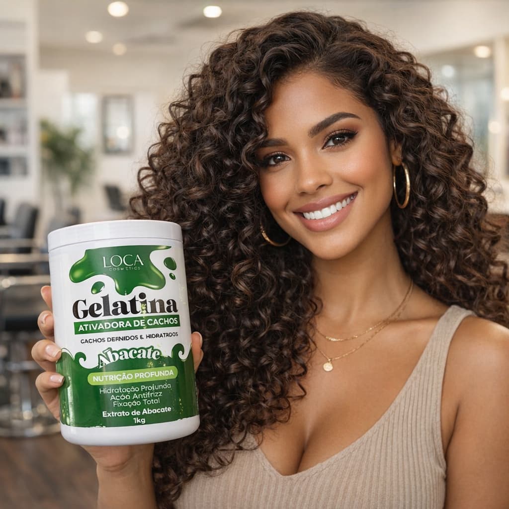 Kit Gelatina de Abacate + Escova Mágica – Definição, Brilho e Finalização Perfeita para os Cabelos