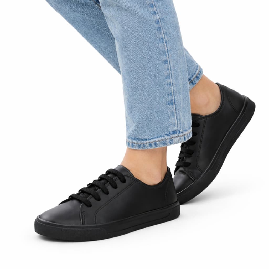 Tênis Moleca Feminino Casual Confortável Original Preto Cadarço