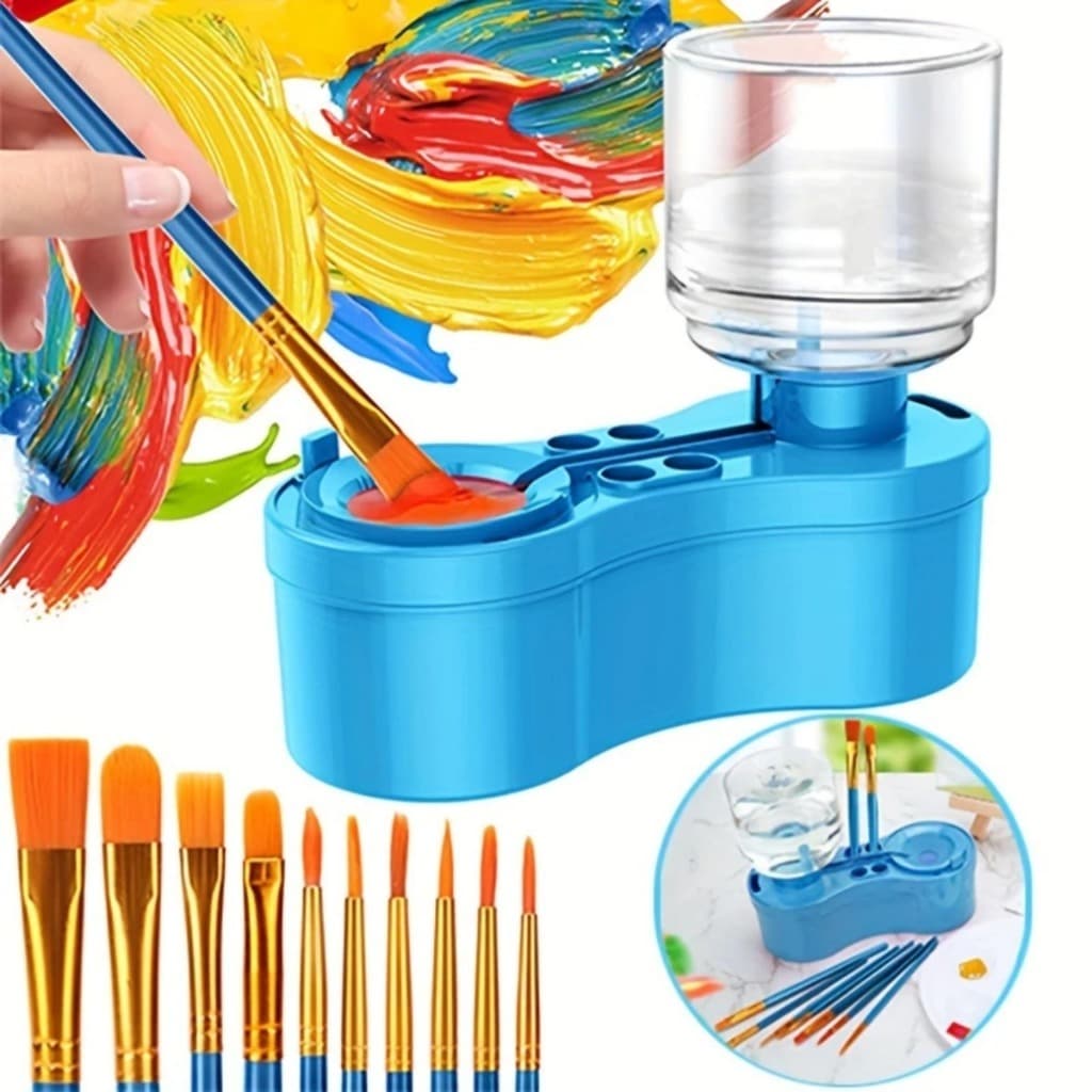 Limpador De Pincel Com Botão De Drenagem Circulação Automática De Água Base De Armazenamento