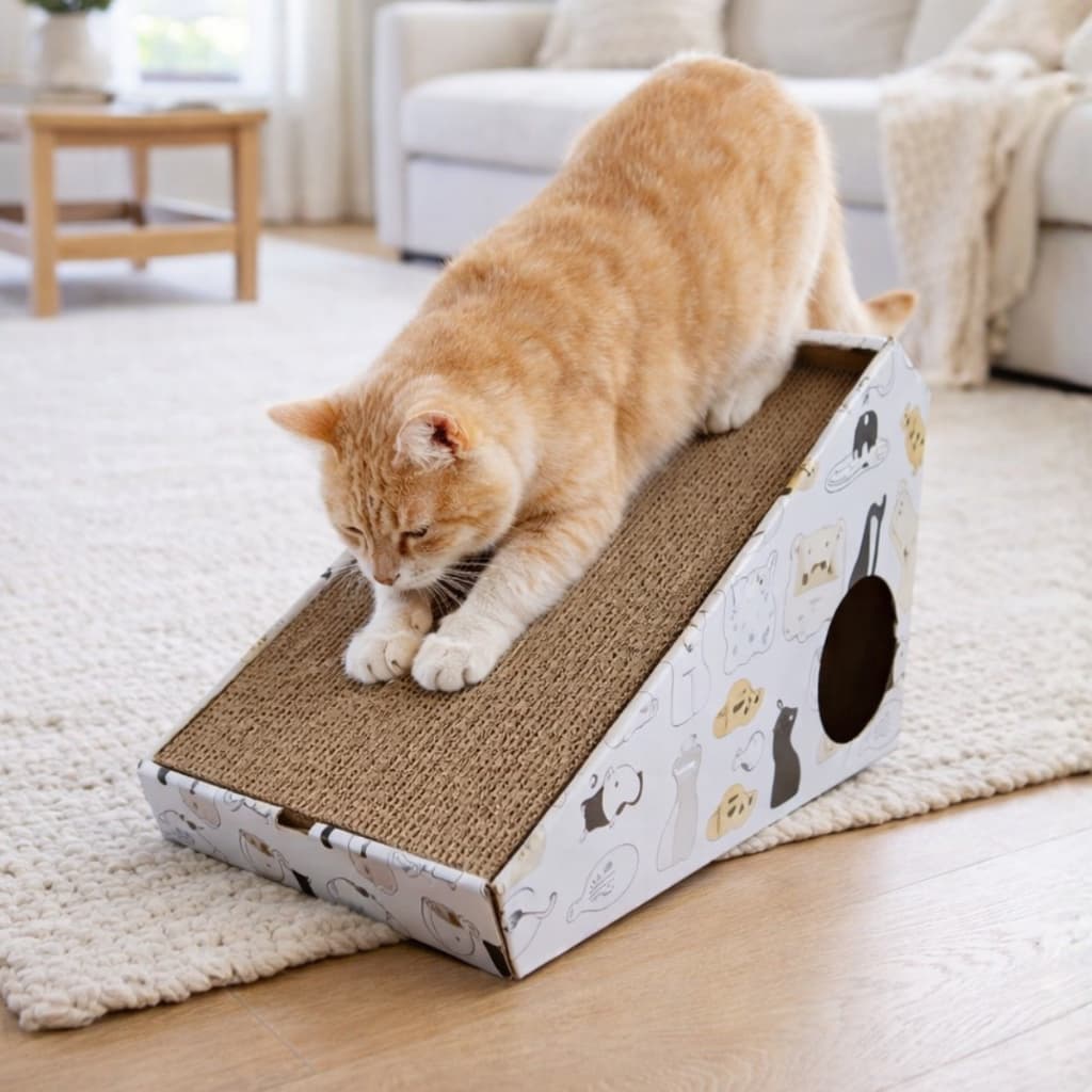 Arranhador Para Gato de Papelão Com Erva Catnip Prático e Moderno Brinquedo Reforçado