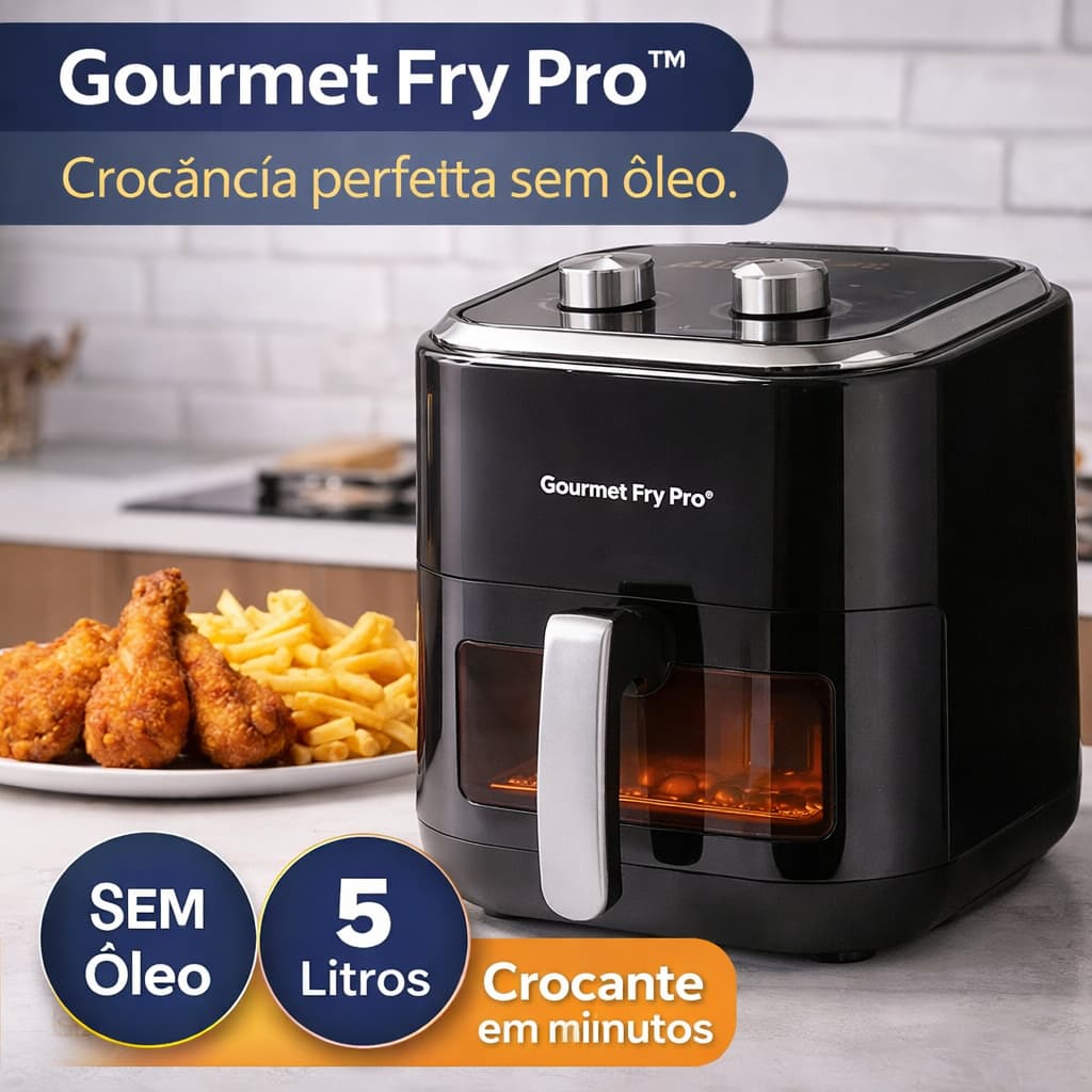 Fritadeira  Sem Oleo Capacidade 5 Litros 220v Preto Cozinha Saudavel Pratica Gourmet Fry Pro
